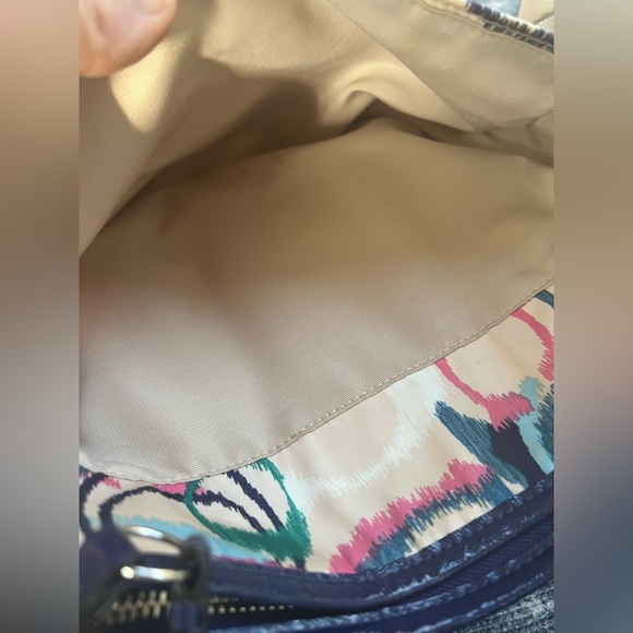 Coach Scribble IKAT Logo multi colored on tan background Crossbody Bag - Picture 8 of 11